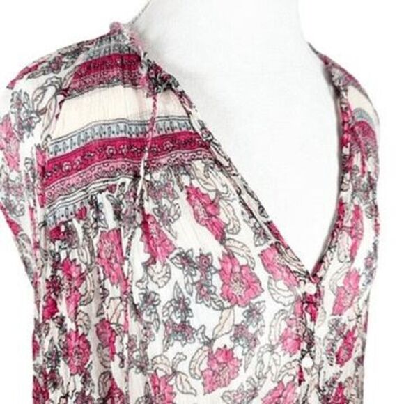 Free People Tops - Free People Sheer Peasant Top Floral Oversized Romantic Boho Shirt Size XS